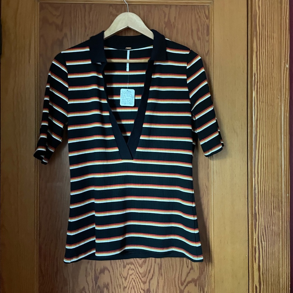 Free people collared ribbed top